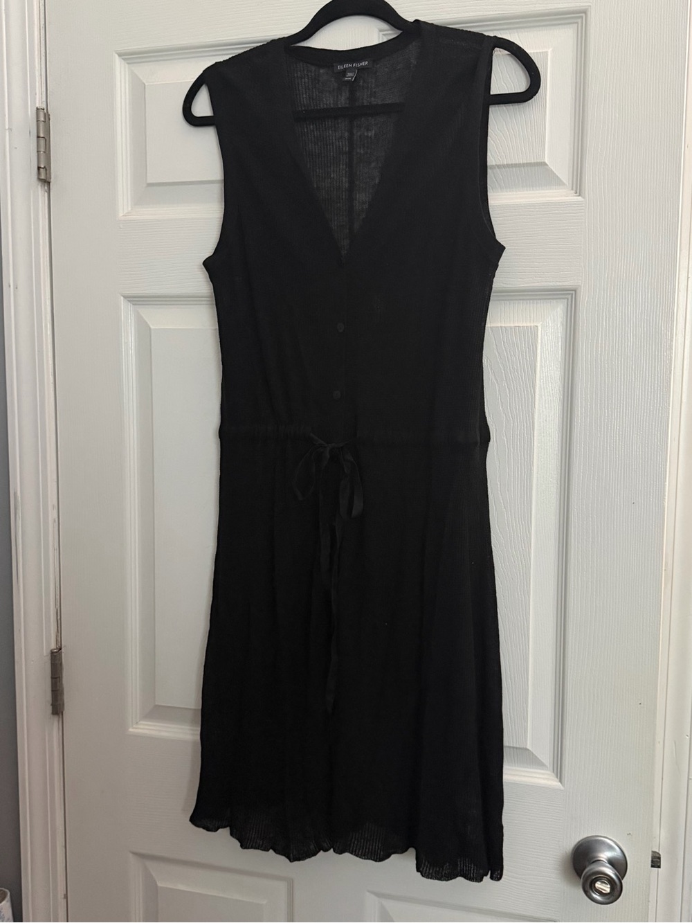 Eileen Fisher Black Sleeveless V-Neck Midi Dress